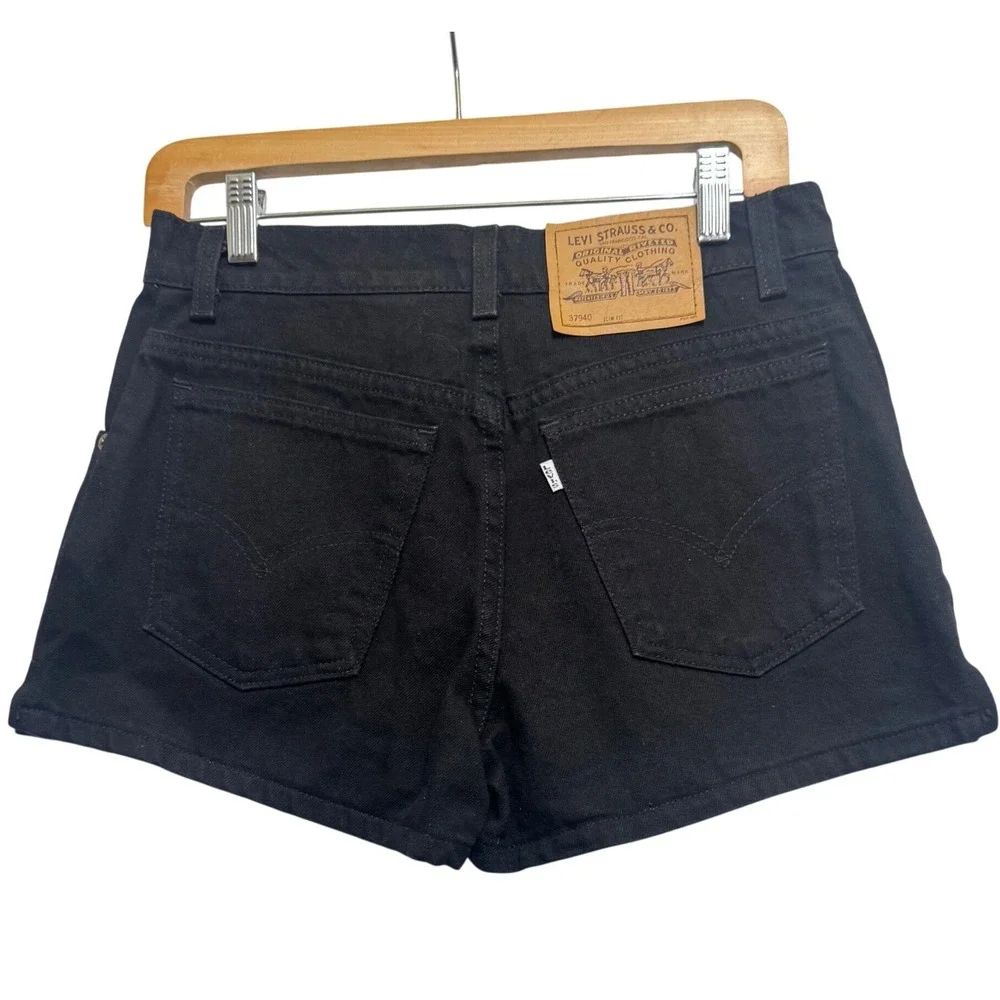 Levi's 912 Slim Fit Shorts Juniors 7‎ Black Vintage USA High Waisted